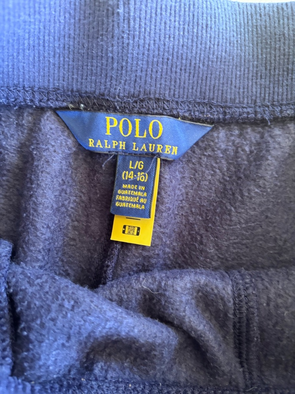 Polo by Ralph Lauren Navy Fleece Jogger Sweatpants Multicolor Logo L (14-16) - Picture 4 of 4
